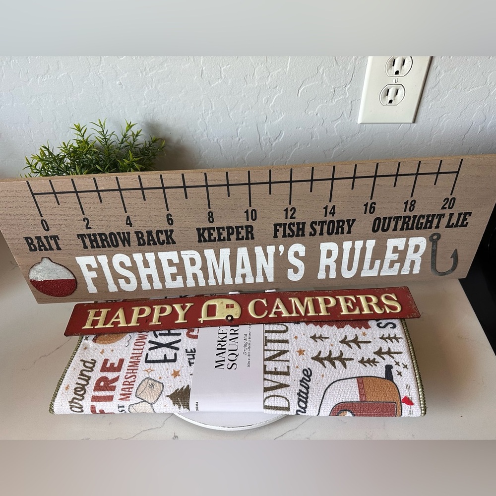 Fisherman's Ruler and Happy Campers Sign Set
